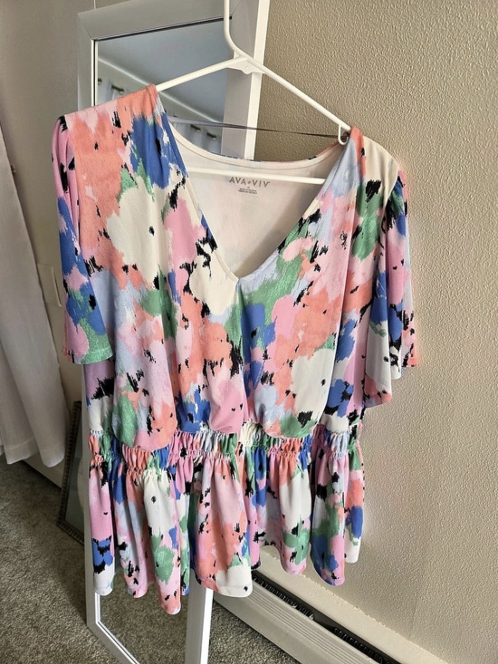 AVA VIV Floral Mini Dress in Pink & Blue